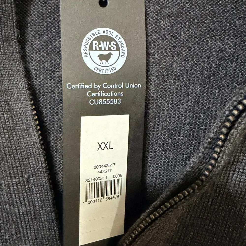 Banana Republic Mens XXL Italian Merino Wool Quarter Zip Sweater Charcoal Gray